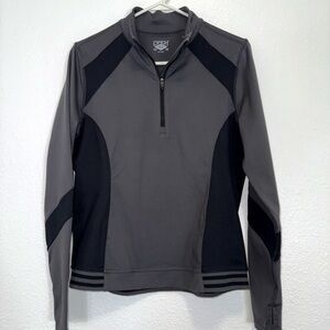 Cinch 1/4 Zip Pullover Striped Waistband Gray & Black Medium